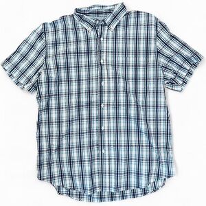 Saddlebred Traveler Classic Fit Blue and White Plaid Shirt Large